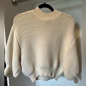 Callahan Cream Knit Cropped Mock Neck Sweater Small